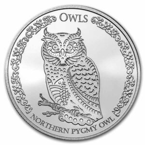 9Fine Mint 2021 Tokelau  5 $ Sovy: Northern Pygmy Owl BU 1 oz