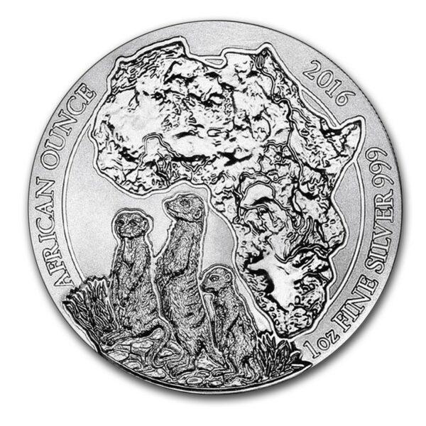 BH Mayer Kunstprageanstalt GmbH Rwanda Stříbrná mince The African Silver Ounce Meerkat Surikata 1 Oz 2016