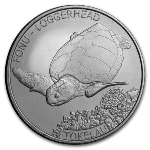 Highland Mint 2019 Tokelau 1 oz Stříbrná $ 5 Loggerhead želva