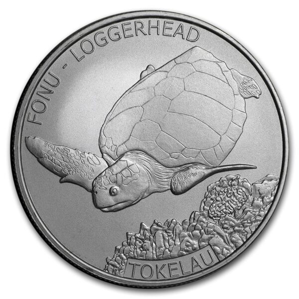 Highland Mint 2019 Tokelau 1 oz Stříbrná $ 5 Loggerhead želva