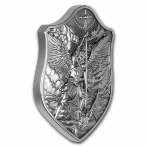KOMSCO Stříbrný archanděl Michael Ornate Shield 2 Oz