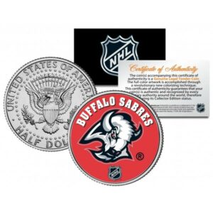 Merrick Mint BUFFALO SABERS NHL Hockey JFK Kennedy Half Dollar americká mince - oficiálně licencovaná