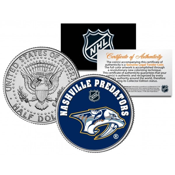 Merrick Mint NASHVILLE PREDATORS NHL Hockey JFK Kennedy Half Dollar US Coin - oficiálně licencovaná