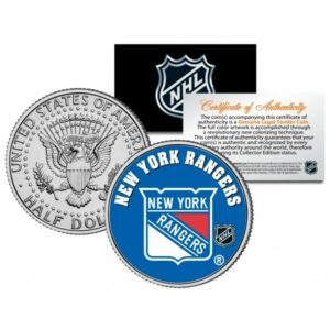 Merrick Mint NEW YORK RANGERS NHL Hockey JFK Kennedy Half Dollar americká mince - oficiálně licencovaná