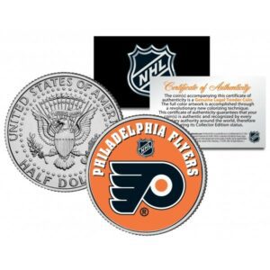 Merrick Mint PHILADELPHIA FLYERS NHL Hockey JFK Kennedy Half Dollar US Coin - oficiálně licencováno