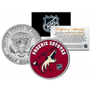 Merrick Mint PHOENIX COYOTES NHL Hockey JFK Kennedy Half Dollar americká mince - oficiálně licencovaná