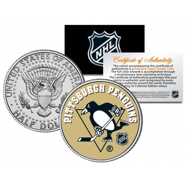 Merrick Mint PITTSBURGH PENGUINS NHL Hockey JFK Kennedy Half Dollar US Coin - oficiálně licencováno