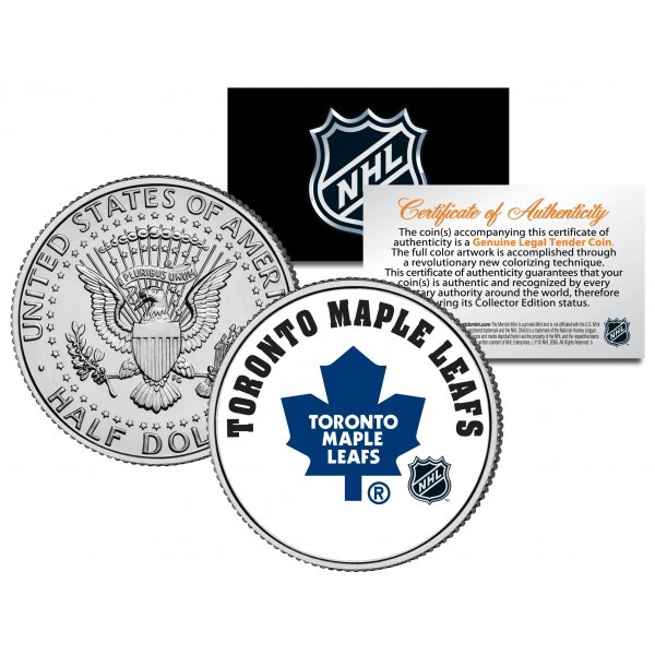 Merrick Mint TORONTO MAPLE LEAFS NHL Hockey JFK Kennedy Half Dollar americká mince - oficiálně licencovaná
