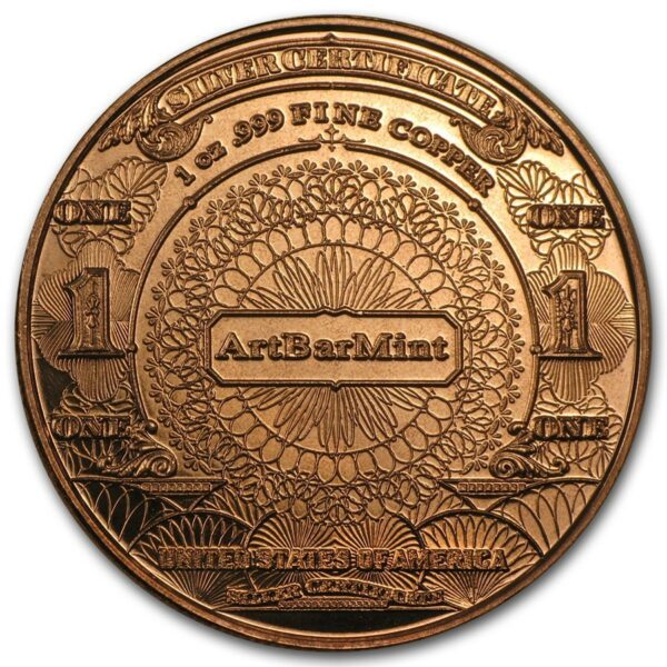 Mince - 1 oz 1 oz Měděná mince - $ 1.00 Eagle Silver Certifikát