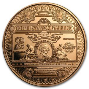 Mince - 1 oz 1 oz Měděná mince - $2.00 Washington Silver Certificate