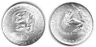 Mince -10 KČS 1968 100. VÝROČÍ POLOŽENÍ ZÁKLADNÍHO KAMENE ND V PRAZE