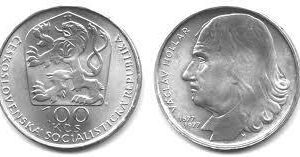 Mince :100 Kčs 300. výročí úmrtí Václava Hollara 1977