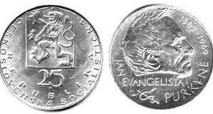 Mince-25 KČS 1969 100. VÝROČÍ ÚMRTÍ J.E.PURKYNĚ