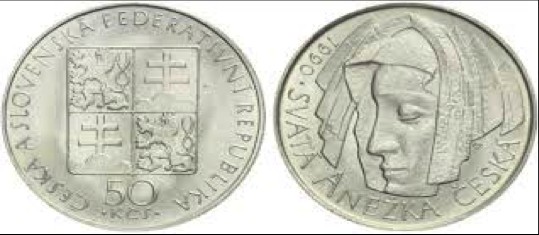 Mince : 50 Kčs 1990 - Svatá Anežká