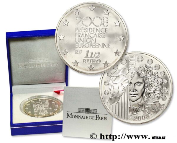 Monnaie de Paris FRANCIE Belle Épreuve 1 Euro 1/2 L'EUROPA - PRESIDENCE FRANCAISE DE L'UNION EUROPEENNE 2008