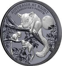 New Zealand Mint Austrálie v noci: Leadbeaterss Possum Black Proof 1 Oz