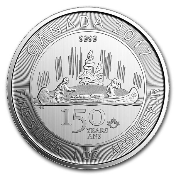 Royal Canadian Mint Mince : 2017 1 oz $ 5 Kanadské stříbro 150. výročí Voyageur BU
