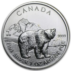 Royal Canadian Mint Stříbrná  mince Grizzly Canadian Wildlife 1 Oz 2011