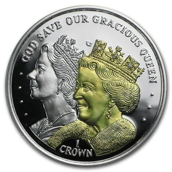 Royal Mint 2016 Stříbro 1 Crown královniny 90. narozeniny w / diamanty