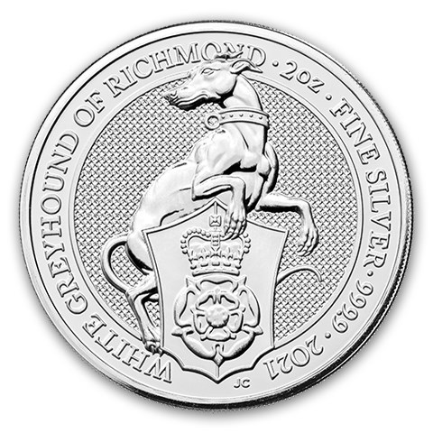 Royal Mint 2021 Velká Británie 2 oz Silver Queen's Beasts The White Greyhound