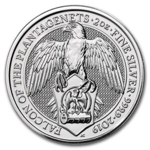 Royal Mint Investiční stříbrná mince 5 Pounds The Falcon of The Plantagenets 2oz 2019