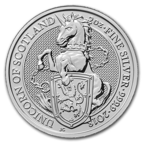 Royal Mint Mince 2018  Velká Británie 2 oz  královna kůň