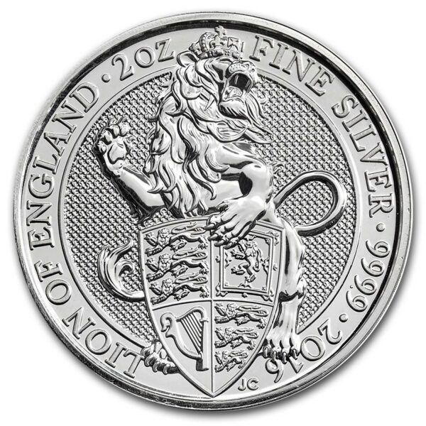 Royal Mint Stříbrná mince The Queen's Beasts The Lion 2 Oz ( 62.2g )