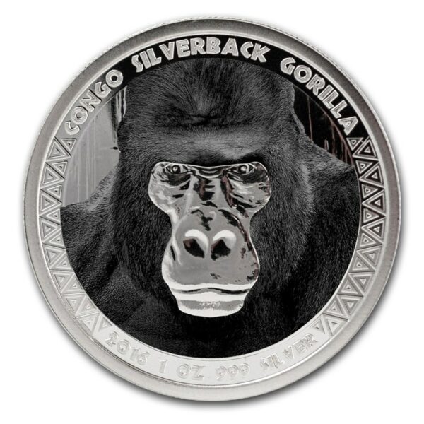 Scottsdale Mint 2016 Congo Gorila stříbrná (obarvená)