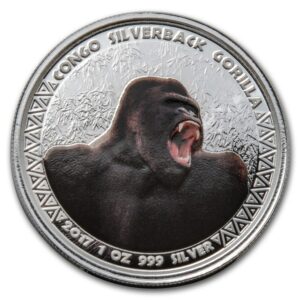 Scottsdale Mint 2017 Congo Gorila stříbrná (obarvená) 1 Oz