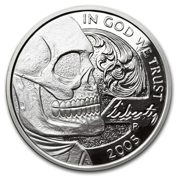 Silver Shield 1 oz stříbrná mince  - Hobo Nickel Replica (Jefferson Lebka)