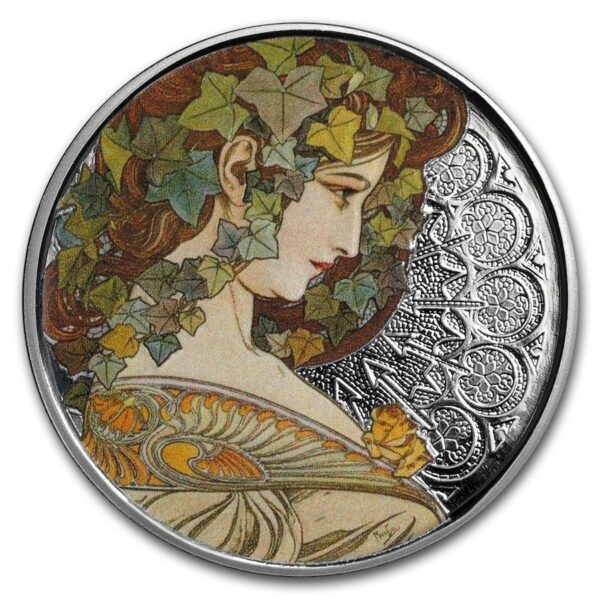 Silver Shield Mince 1 oz barevná mince  Mucha (Ivy)