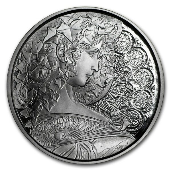 Silver Shield Mince 1 oz Kolekce Mucha Collection (Ivy)