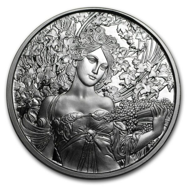 Silver Shield Mince 1 oz Kolekce  Mucha  (Šampaňská Bílá hvězda)