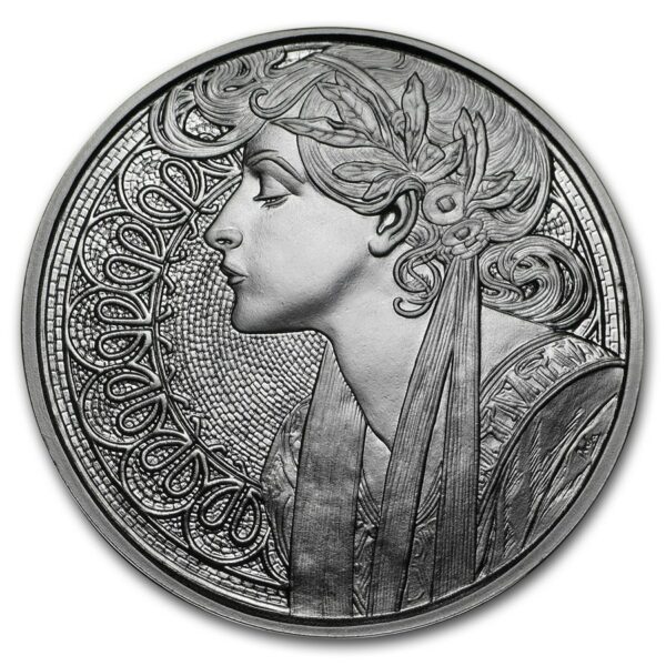 Silver Shield Mince 1 oz Proff  kolekce Mucha Collection (Laurel)