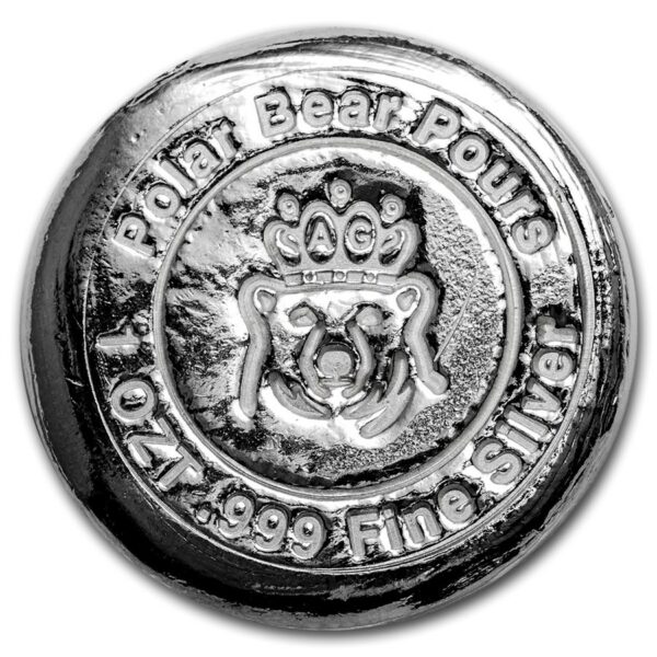Silver Shield Mince : 1 oz ručně vyrobené stříbrné kolo  (korunovaný medvěd)