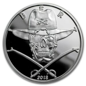 Silver Shield Mince - 1 oz Stříbrná mince západní lebky (Cavalryman) 2018