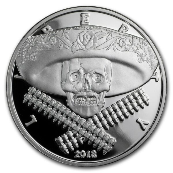 Silver Shield Mince - 1 oz Stříbrná mince západní lebky (Mexický bandita) 2018