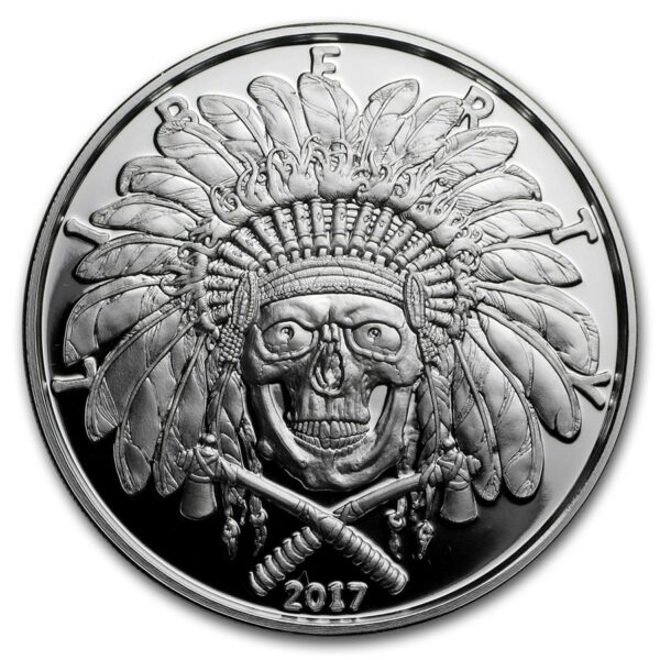 Silver Shield Mince 1 oz stříbrný kruh - západní lebky (indický šéf)