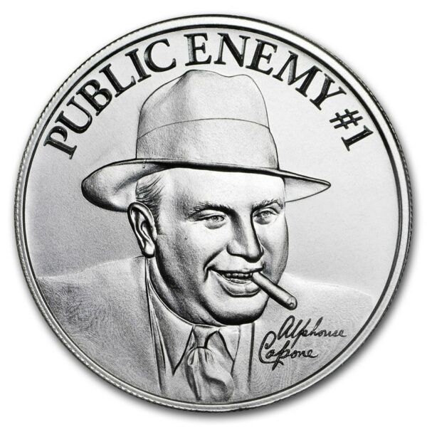 Silver Shield Mince : 2 oz stříbro - "veřejný nepřítel # 1" Alphonse Capone