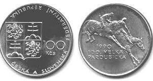 Stříbrná mince 100 Kčs 100. Velká Pardubická 1990