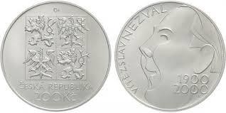 Stříbrná mince 200 Kč Vítězslav Nezval 100. výročí narození 2000 Standard
