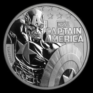 The Perth Mint Australia $ 1 Marvel Series "Captain America" ​​BU 1 Oz