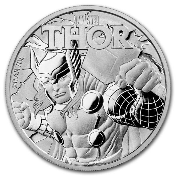 The Perth Mint Australia Mince-2018 Tuvalu 1 oz Stříbrno $ 1 Marvel Řada THOR ™ BU