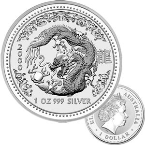 The Perth Mint Australia Stříbrná mince : R.2000 Dragon  Lunar serie Unc 1 Oz