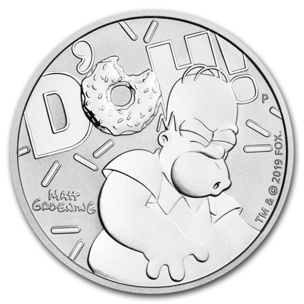 The Perth Mint Australia Tuvalu  Homer Simpson BU 1 Oz