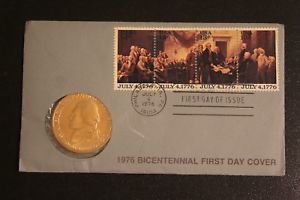 UNITED STATES MINT 1976 Bicentennial First Day Cover Pamětní medaile Thomas Jefferson