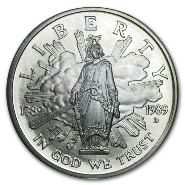 UNITED STATES MINT 1989-D Konferenční dvousté výročí $ 1 Silver Commem BU