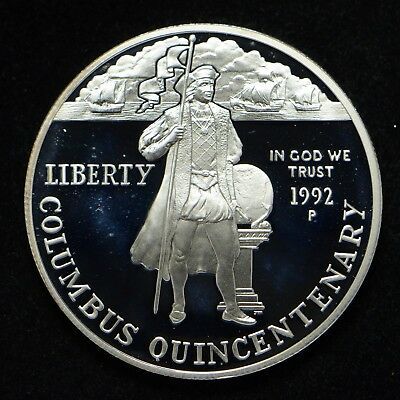 UNITED STATES MINT 1992-P Columbus Quincentenary $ 1 Silver Commem Proof (Capsule)