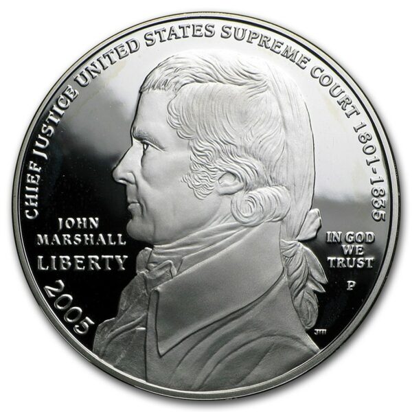 UNITED STATES MINT 2005-P Hlavní soudce Marshall $ 1 Silver Commem Prf (w / Box & COA)