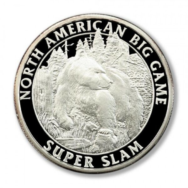 Mince - 1 oz Stříbrná mince   severoamerický lovecký -Medvěd